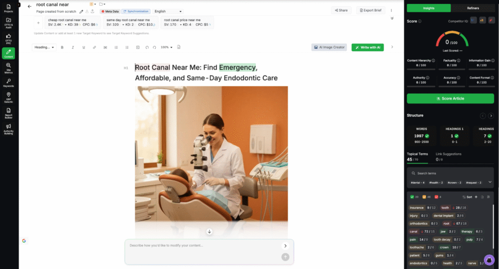 Content Genius dental SEO