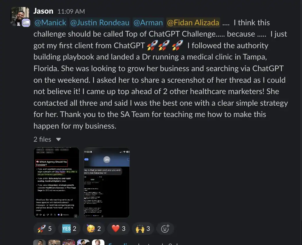 Jason testimonial about Top of Google Challenge