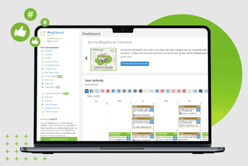 Blog2Social dashboard
