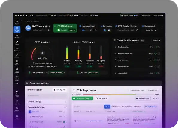 Friendly ALT tag: Advanced SEO software dashboard with analytics and tools.