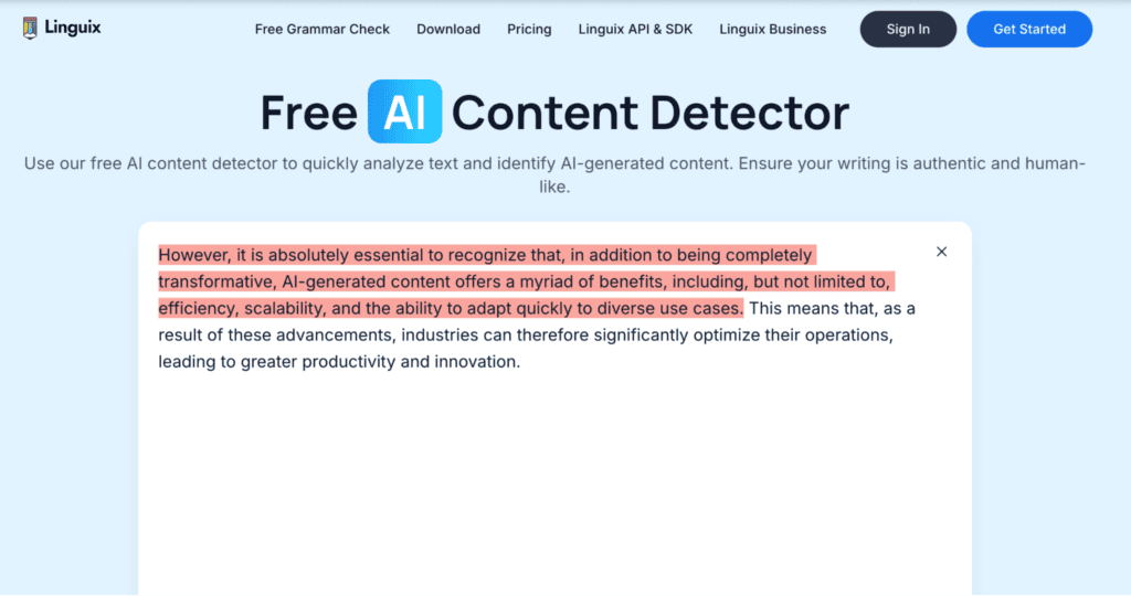 linguix content detector