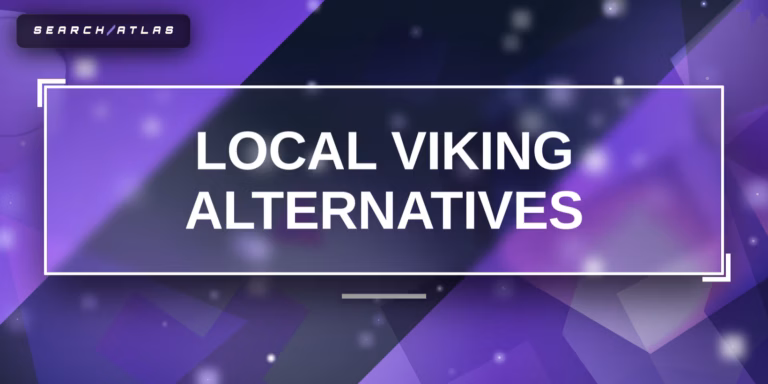 SearchAtlas graphic with text Local Viking alternatives on purple background
