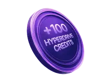 Digital coin with "+100 Hyperdrive Credits" for SEO rewards.
