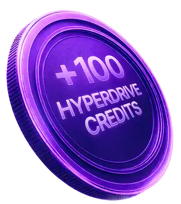 Digital coin with "+100 Hyperdrive Credits" for SEO rewards.