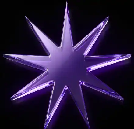 Bright neon star-shaped light with purple glow.