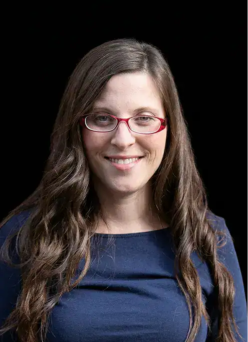 Professional woman using advanced SEO software for digital marketing success.