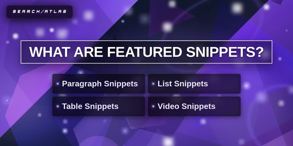 types of featured snippets