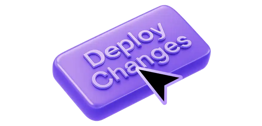 Deploy Changes button with cursor icon for SEO updates.