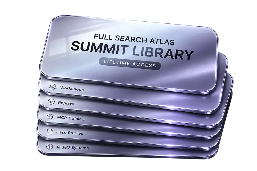 Search Atlas summit library with SEO tools and resources for digital marketing.
