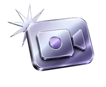 Modern SEO software icon with camera and starburst design.