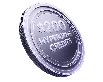 Visual of a $200 hyperdrive credits coin representing SEO rewards and credits.