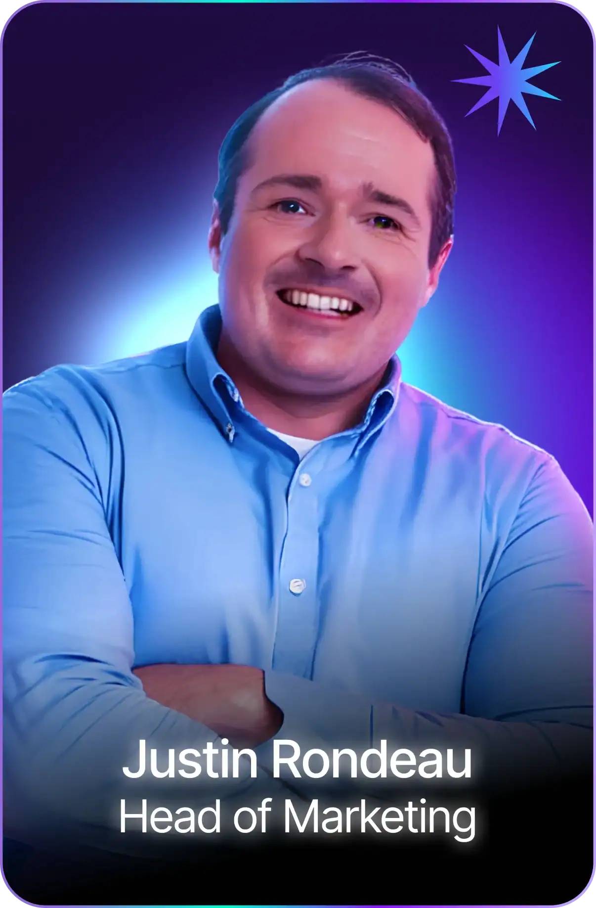 Professional man smiling with neon background, SEO software expert.