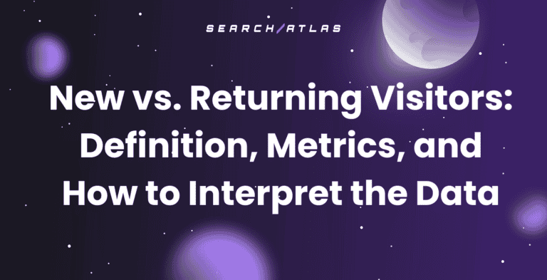 Graph showing new vs. returning visitors with metrics and insights.