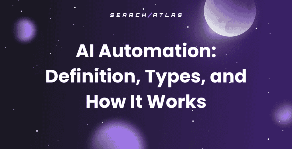 AI automation concept with space background and planets, SEO software focus.