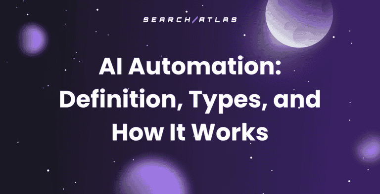 AI automation concept with space background and planets, SEO software focus.